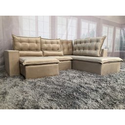 Sofá Canto Retrátil Reclinável Bege 501 Barcelona - 3