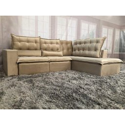 Sofá Canto Retrátil Reclinável Bege 501 Barcelona - 4