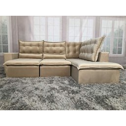 Sofá Canto Retrátil Reclinável Bege 501 Barcelona - 7