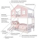 Ver imagem 4 de Beliche Infantil Casinha Dos Sonhos com Varanda 02 Gavetas Kit Escada/ Escorregador Madeira Maciça