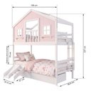 Ver imagem 3 de Beliche Infantil Casinha Dos Sonhos com Varanda 02 Gavetas Kit Escada/ Escorregador Madeira Maciça