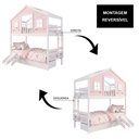 Ver imagem 5 de Beliche Infantil Casinha Dos Sonhos com Varanda 02 Gavetas Kit Escada/ Escorregador Madeira Maciça