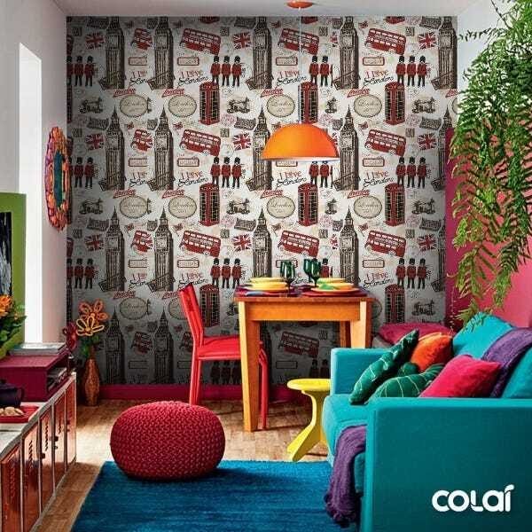 Papel de Parede Adesivo Lavável Coroa com Fundo Rosa 12m - 5