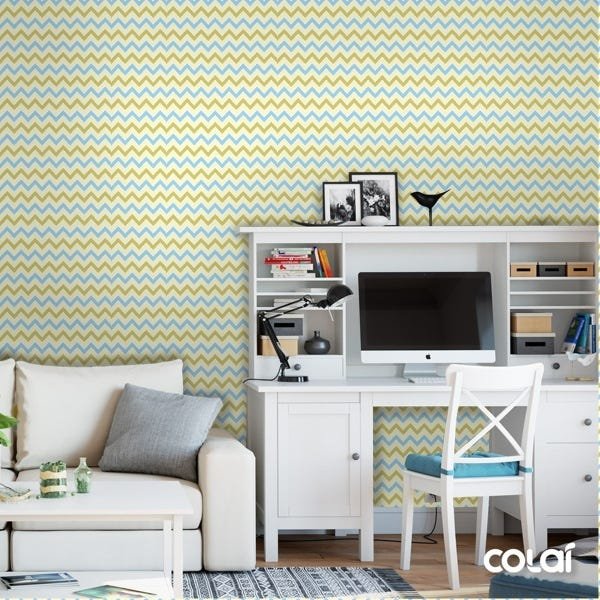 Papel De Parede Lavável Chevron Triangulares Amarelas 3m - 4