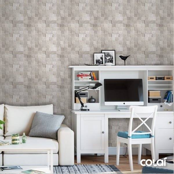 Papel de Parede Adesivo Lavável Pedra Mármore Quadrada 6m - 3