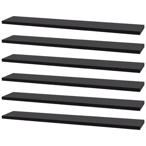 Kit 6 Prateleiras 50 X 10cm Preta Suporte Invisível