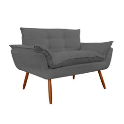 Sofá 2 Lugares Namoradeira Opala para Sala Pés Palito Suede Cinza - W&d Decor - 2