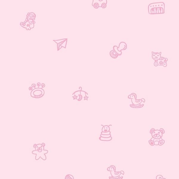 Papel de Parede Adesivo Lavável Desenhos Infantil Rosa 15m - 1