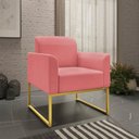 Ver imagem 7 de Kit Namoradeira e 2 Poltronas Decorativas Base Industrial Dourada Maressa S17 Suede Rosê - Ibiza