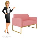 Ver imagem 5 de Kit Namoradeira e 2 Poltronas Decorativas Base Industrial Dourada Maressa S17 Suede Rosê - Ibiza