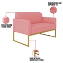 Ver imagem 3 de Kit Namoradeira e 2 Poltronas Decorativas Base Industrial Dourada Maressa S17 Suede Rosê - Ibiza