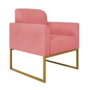 Ver imagem 6 de Kit Namoradeira e 2 Poltronas Decorativas Base Industrial Dourada Maressa S17 Suede Rosê - Ibiza