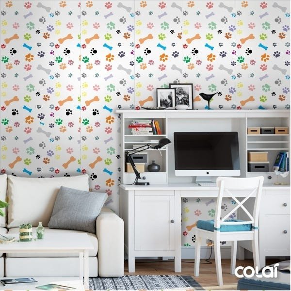Papel De Parede Adesivo Lavável Rastros De Cães 6m - 2