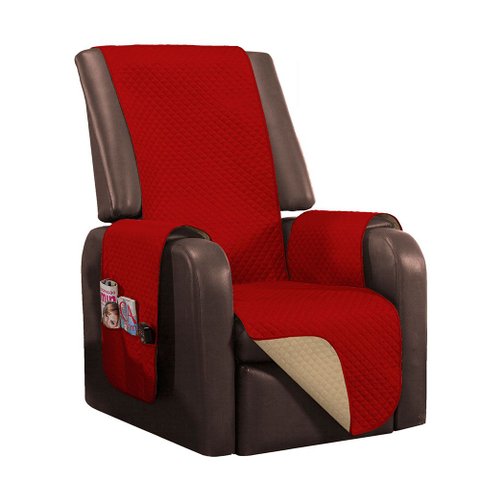 Protetor de Poltrona Impermeável Dupla Face Microfibra - Vermelho/caqui Mr Enxovais