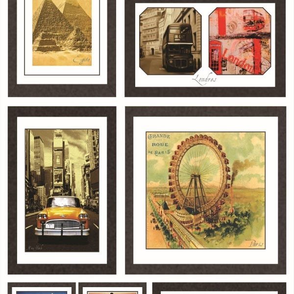 Papel De Parede Adesivo Lavável Quadros Vintage 6m - 1