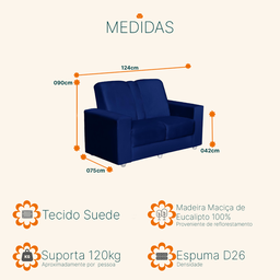 Sofá 2 Lugares Suede Roma - Sofá Casa - 3