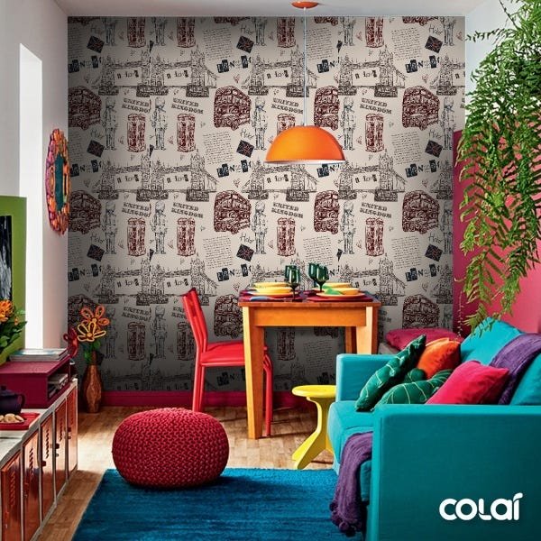 Papel De Parede Adesivo Lavável Londres 6m - 5
