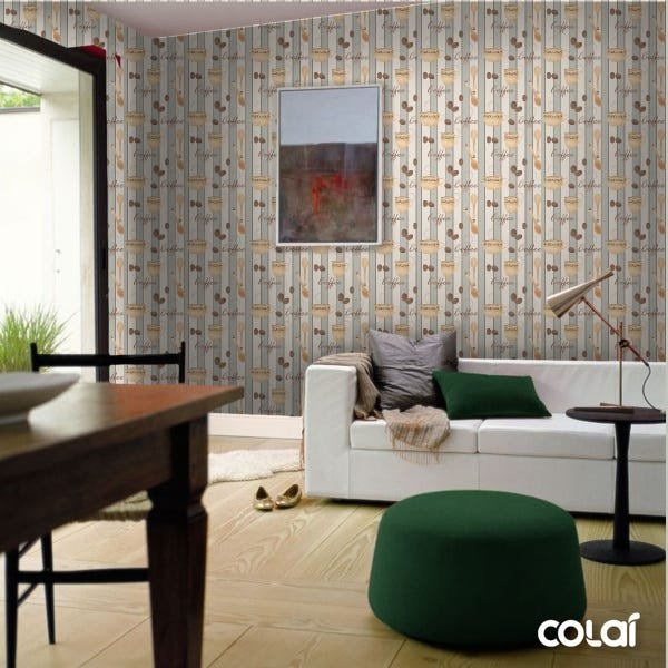 Papel De Parede Lavável Grãos De Café E Colheres 3m - 4