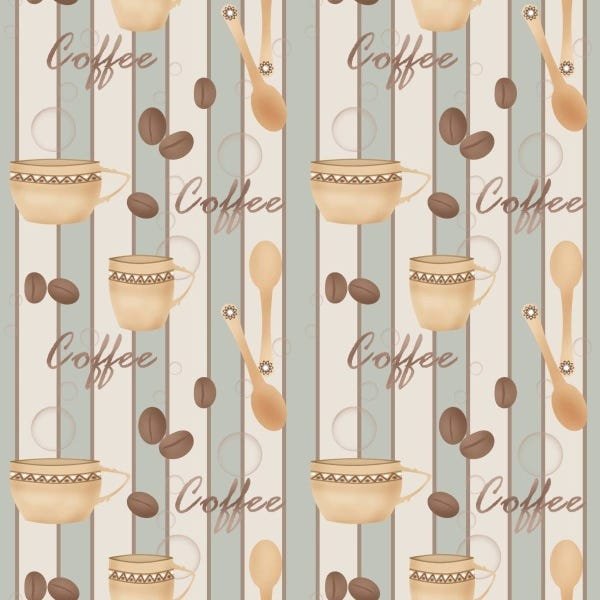 Papel De Parede Lavável Grãos De Café E Colheres 3m - 1
