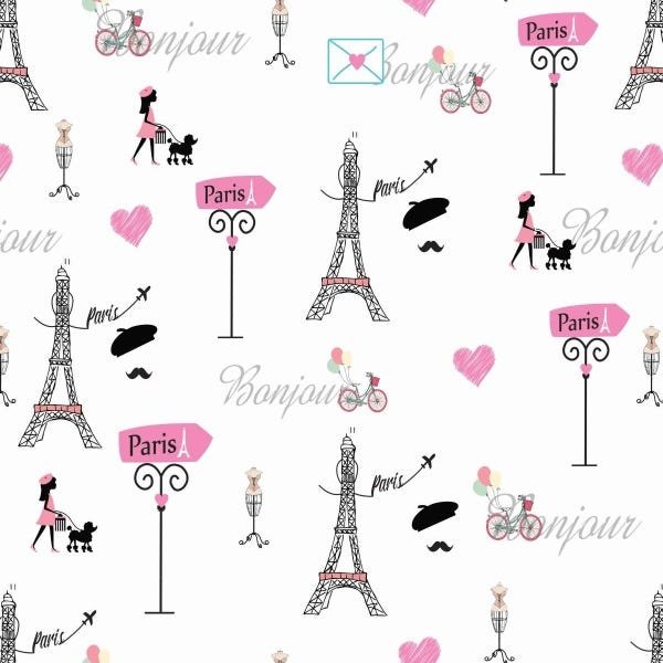 Papel De Parede Adesivo Lavável Paris Delicado 3m