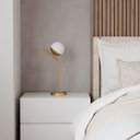 Ver imagem 3 de Abajur Luminária de Mesa Michele Dourado com Globo Vidro Fosco 12cm para Sala, Quarto, Cama