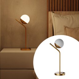 Abajur Luminária de Mesa Michele Dourado com Globo Vidro Fosco 12cm para Sala, Quarto, Cama - 6