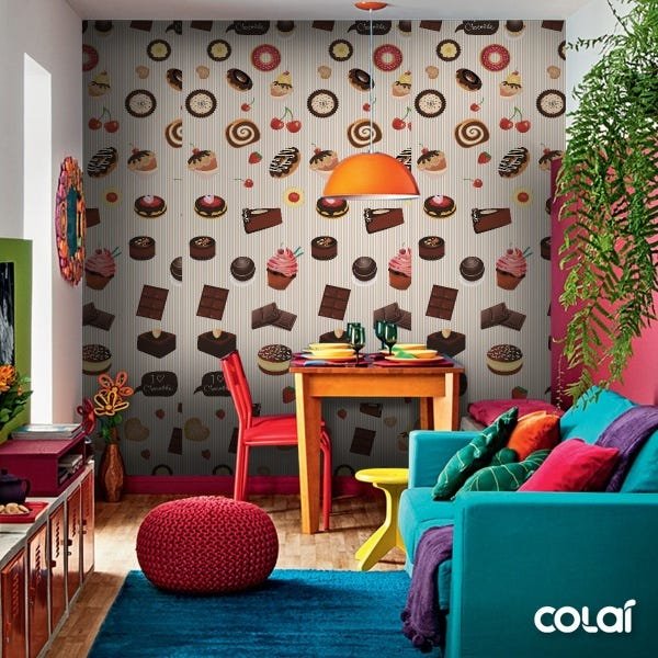 Papel De Parede Adesivo Lavável Chocolate 12m - 5