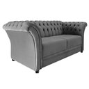 Ver imagem 3 de Sofá Recamier Divã Chesterfield 185cm Sofia Suede Cinza Capitonê- Mabe Magazine