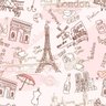 Papel De Parede Adesivo Lavável Paris Desenho Rosa 18m - 1