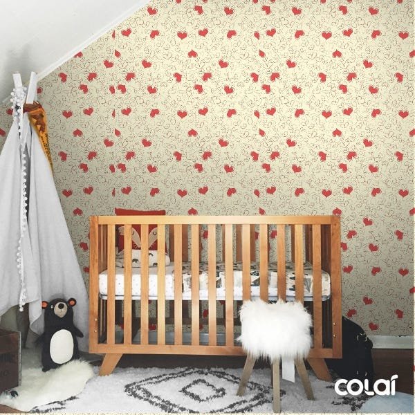 Papel De Parede Adesivo Lavável Corações Pontilhados 18m - 6
