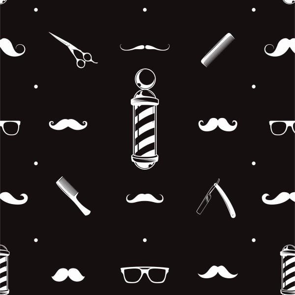 Papel De Parede Lavável Barbeiro Preto E Branco 18m - 1