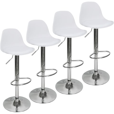 Kit 4 Banquetas Joly Luisa Eames Saarinen Base Giratória Cromada - Branca