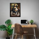 Ver imagem 2 de Quadro Mona Lisa com Gatos 24x18cm - com Vidro:moldura Branca