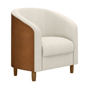 Poltrona Decorativa 71cm Dolar Courino Caramelo | Bouclé Suave Off White - Sallar Home