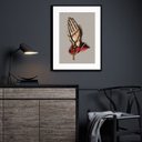 Ver imagem 1 de Quadro Decorativo Mãos com Terço - 60x48cm:madeira Branca