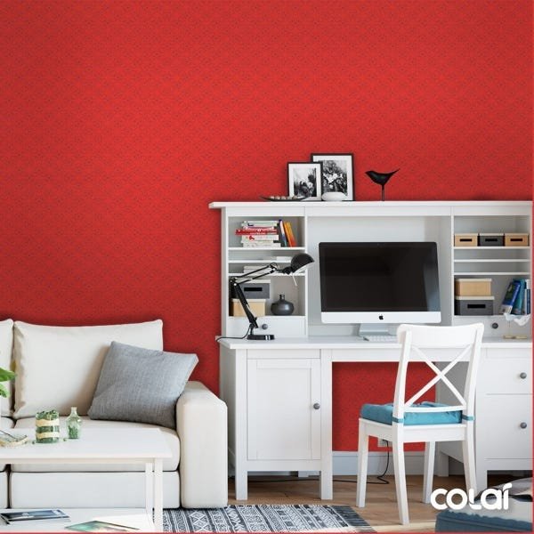 Papel De Parede Adesivo Lavável Abstrato Vermelho Vivo 15m - 2