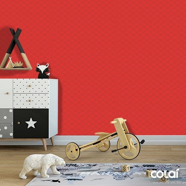 Papel De Parede Adesivo Lavável Abstrato Vermelho Vivo 15m - 3