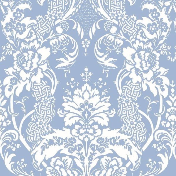 Papel De Parede Adesivo Lavável Abstrato Azul E Branco 15m - 1