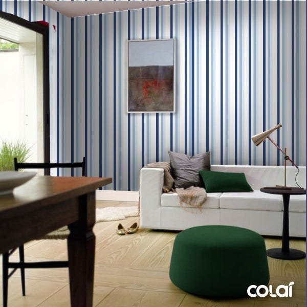 Papel De Parede Lavável Listras Azul E Azul Claro 3m - 4