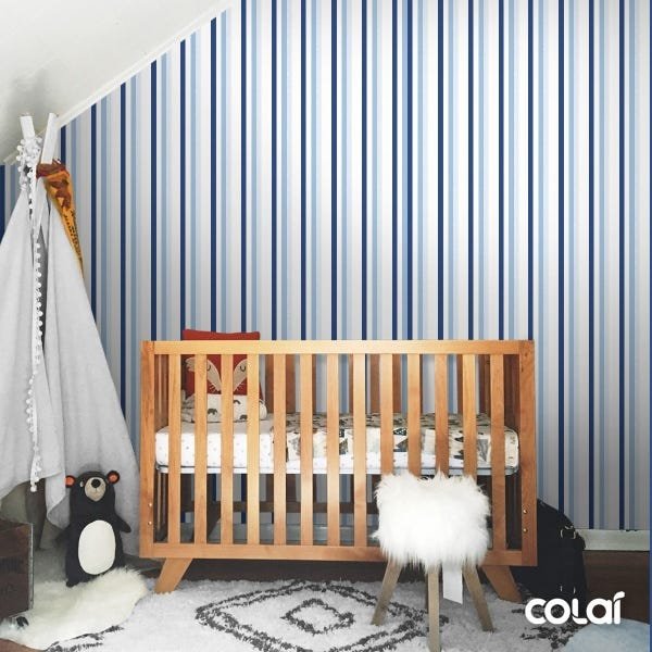 Papel De Parede Lavável Listras Azul E Azul Claro 3m - 7