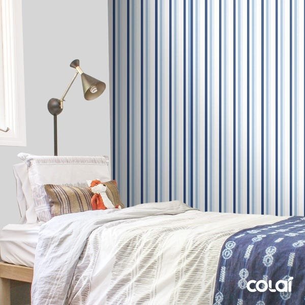 Papel De Parede Lavável Listras Azul E Azul Claro 3m - 3