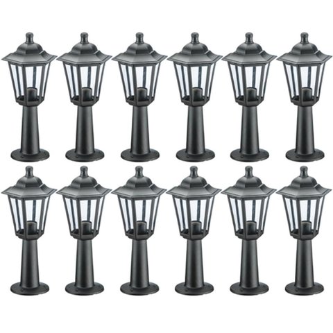 12 Luminárias Pretas Termoplástico Balizador de Chão Bivolt Jardim Colonial Dital