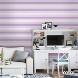 Papel De Parede Lavável Listrado Roxo Horizontal 9m - 2