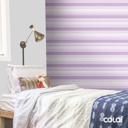 Papel De Parede Lavável Listrado Roxo Horizontal 9m - 3