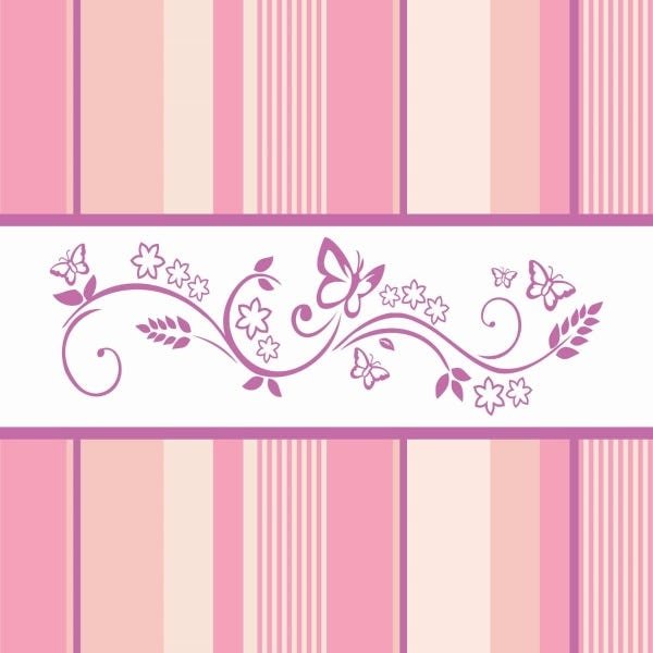 Papel De Parede Lavável Listrado Rosa E Borboletas 9m - 1