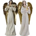 Ver imagem 1 de Dupla Anjos Músico Violinista Harpista em Resina Natal 38cm