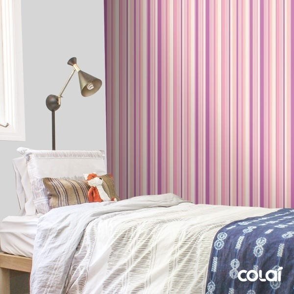 Papel De Parede Adesivo Lavável Listrado Rosa 18m - 3