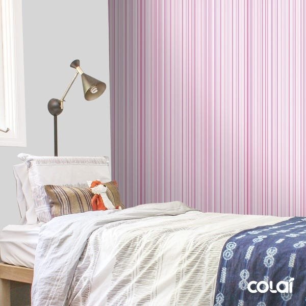 Papel De Parede Lavável Listrado Rosa Com Branco 15m - 3