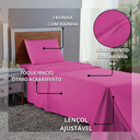 Ver imagem 4 de Conjunto Lençol Cama Solteiro 3 Peças 400 com Elástico e Fronha Toque Macio:pink