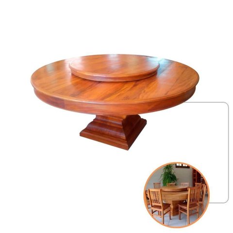 Mesa Redonda Diamantina Giratória MDF Peroba Rosa Marrom 180cm